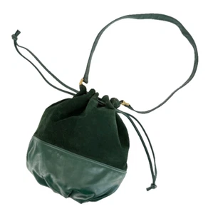 Bolso Cubo Anne Klein Calderón Cuero Gamuza Verde Años 90 Minimalista Dinero Antiguo - Imagen 1 de 12