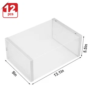 Juego de 12 piezas organizador de almacenamiento de caja de zapatos estuche apilable contenedor transparente M - Imagen 1 de 10