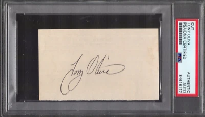 TONY OLIVA HAND SIGNED VINTAGE CUT SIGNATURE   MINNESOTA TWINS HOF   PSA SLABBED - Image 1 of 2