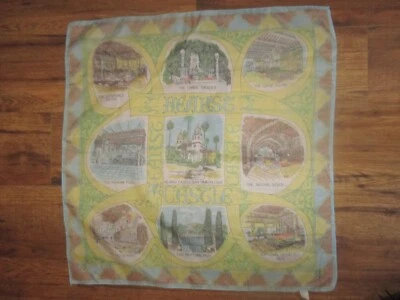 MCM Vintage HEARST CASTLE CALIFORNIA U.S.A. Nylon SOUVENIR SCARF- 1950's - Image 1 of 3