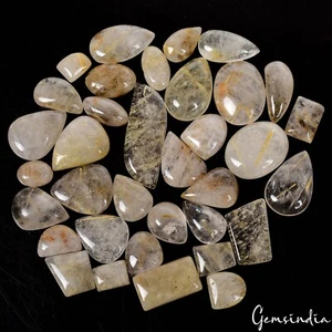 570Ct Natural Golden Rutile Mix Shape Cabochon Flat Back Loose Gemstones 12-40mm - Picture 1 of 6