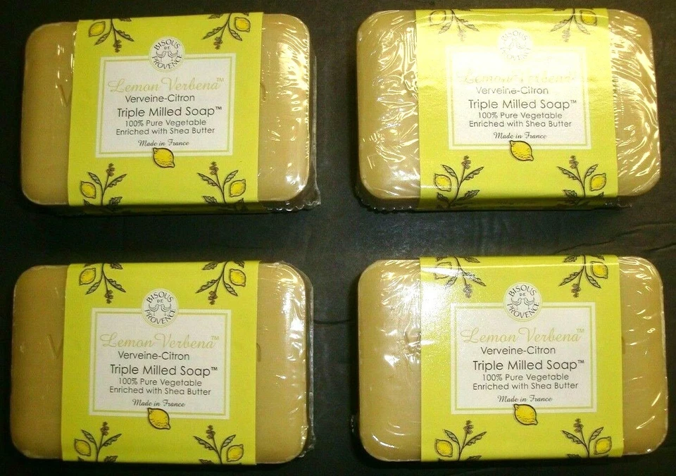 4 Bars Trader Joes Bisous de Provence Lemon Verbena Triple Milled Soap - Image 1 of 1