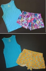 Cherokee Faded Glory girls bird lounge pull on shorts blue tank top shirt XL 14 - Picture 1 of 10