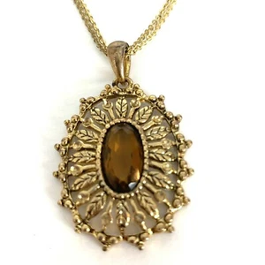 Collar colgante de piedra simulada ámbar cadena de 16 - Imagen 1 de 4