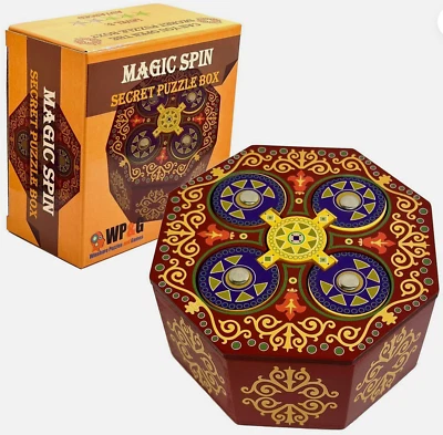 MAGIC SPIN SECRET PUZZLE BOX   SECRET TREASURE PUZZLE BOX  NEW! - Image 1 of 4