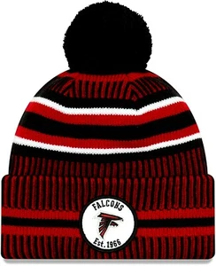 ATLANTA FALCONS NFL NEW ERA Official Sideline Cuffed Knit Winter Hat Pom Beanie - Picture 1 of 2