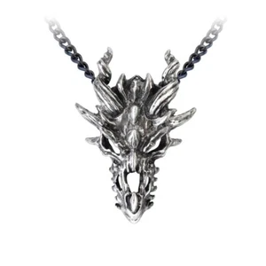 Alchemy Gothic P625  Dragon Skull Pendant Necklace Mythical Jewelry - Picture 1 of 2