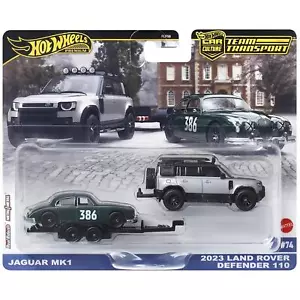 1:64 Hot Wheels Premium 2024 Team Transport JBM29 Jaguar MK1 + Land Rover Defend - Foto 1 di 1