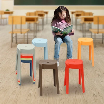 Plastic Stool Counter Kitchen Stools 18'' Set of 4 Backless Stackable Bar Stools - Image 1 of 4