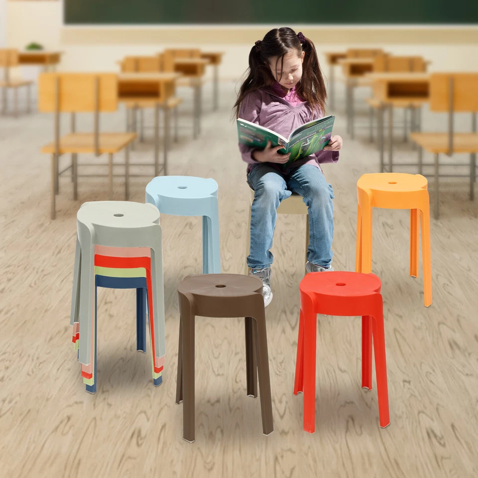 Plastic Stool Counter Kitchen Stools 18'' Set of 4 Backless Stackable Bar Stools - Image 1 of 4