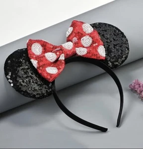 Disneyland Disney Mickey Mouse & Minnie Mouse Sequin Accessories Headband Ears - Picture 1 of 4