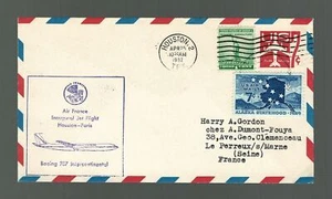US First Flight Cover Houston Texas USA to Paris France 1962 Air France - Picture 1 of 2