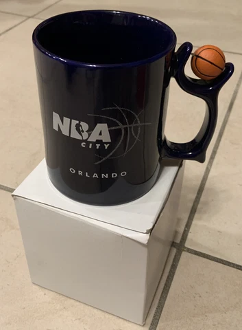 New In Box - NOS - NBA CITY ORLANDO Coffee CUP Basketball Spins On Handle Cover