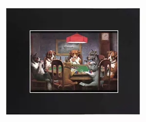 Hunde Poker Ein Freund in Not Kühlraum Druck Bild Poster mattiert 8x10 - Bild 1 von 5