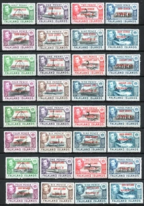 Falkland Islands Dep. 1944-45 KGVI 4 overprint sets SGA1-D8 Mint Hinged - Picture 1 of 1
