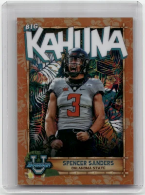 SPENCER SANDERS 2022 Bowman University Chrome BIG KAHUNA ORANGE REFRACTOR RC /25 - Image 1 of 2