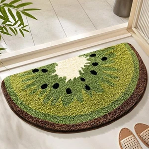 Cute Half Round Fruit Bath Mats for Bathroom Non Slip Soft Fluffy Kiwi Rugs - Picture 1 of 3