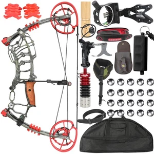 30-70lbs Compound Bow Kit Dual-use Short Axis Arrow Steel Ball Hunting RH LH - Picture 1 of 12