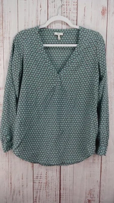 Joie Mujer Xs Manga Larga Cuello en V Estampado Completo Azul/Verde Blanco Suave Informal Foto 1 de 4