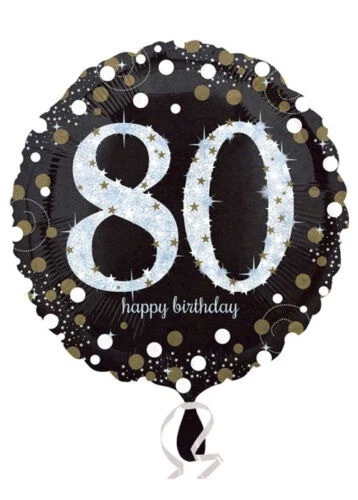 Palloncino foil mylar 80 ANNI colore NERO e ARGENTO con stampa olografica - 43 c - Immagine 1 di 1