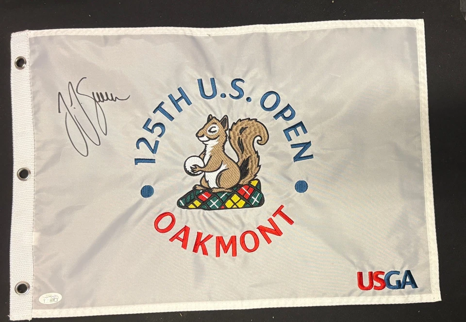 J.J. SPAUN SIGNED 2025 OAKMONT US OPEN FLAG AUTOGRAPHED JJ WINNER GOLF JSA - Image 1 of 1