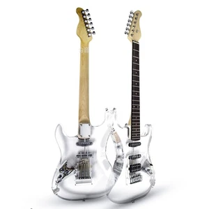 Chitarra Elettrica Personalizzata Qualità Acero Corpo Acrilico Cristallo Trasparente Chitarra - Foto 1 di 8