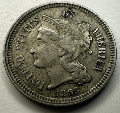 1865 US 3 Cents Coin R85 - Image 1 of 2