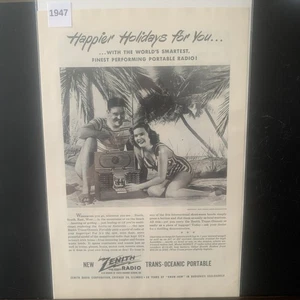 Vintage 1947 Zenith Radio Happier Holidays For You Ad Advertisement - Picture 1 of 2