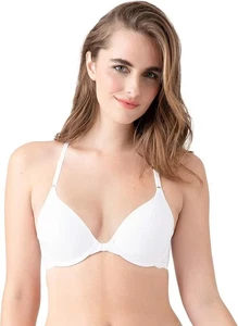 NWOT b.tempt'd WHITE SIZE 32DD 36DD EYELET FRONT CLOSE RACERBACK BRA 953219 - Picture 1 of 6