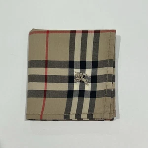 "Pañuelo Burberry Vintage Marrón a Cuadros y Cuadros Hombres Bolsillo Cuadrado Algodón 18""" - Imagen 1 de 8