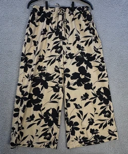 Emery Rose Damen Hose hellbraun schwarz Blumenmuster weites Bein Größe XL Regular - Bild 1 von 10