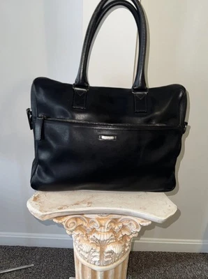 Salvatore Ferragamo Bolso de Negocios Maletín de Viaje Cuero Negro Auténtico 14” Foto 1 de 4