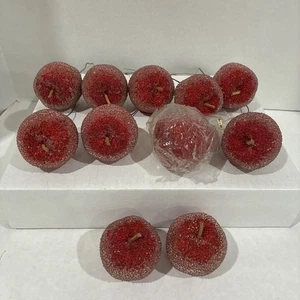 Vintage Perlen Faux Äpfel Zuckerbeschichtet 2" Dekorative Obst Picks Menge 11 LESEN! - Bild 1 von 6