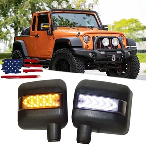 2PCS LED Side View Mirrors Light DRL Turn Signal Lamp For Jeep JK 2007-2017 2018 - Picture 1 of 13