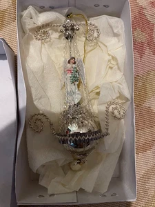 Viktorianischer Baumschmuck Glas leonischer Draht Engel - Bild 1 von 1
