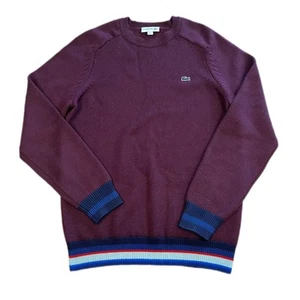 Maglione uomo LACOSTE Marroon taglia S lana merino manica lunga pullover coccodrillo - Foto 1 di 9