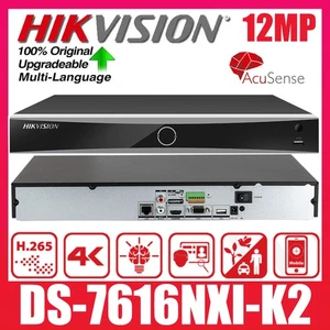 Hikvision AI DS-7616NXI-K2 AcuSense 4K 12MP 16CH no-PoE 2SATA NVR Recorder - Picture 1 of 16