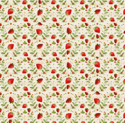 Timeless Treasures Berry Sweet Red Strawberry Vines Cotton Fabric by the Yard - Image 1 of 4