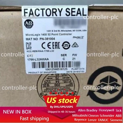 New Factory Sealed AB 1766-L32AWAA MicroLogix1400 32Point Controller US Free Tax - Image 1 of 4
