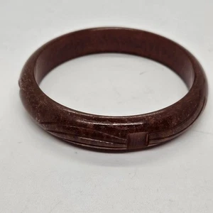 brauner Acryl geschnitzter Armreif Armband - Bild 1 von 4