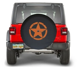 US Made SpareCover® 33-in Orange Freedom Star Tire Cover Camera ready - Picture 1 of 4