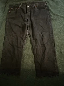 Levi's 501 Denim Jeans Black 40” tag 42 Vintage Made In USA 90’s cut off - Picture 1 of 11