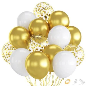 Gold and White Balloons 70pcs Gold White Balloons Gold Confetti for Birthday ... - Picture 1 of 6