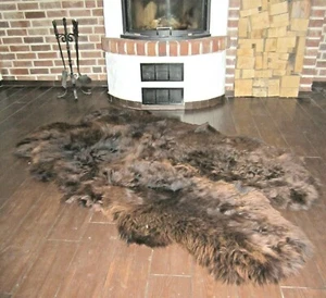 TAPPETO VERA PELLE DI PECORA ECOLOGICA NATURALE TAPPETO PELLICCIA DI AGNELLO 180 X 110 CM MARRONE - Foto 1 di 2