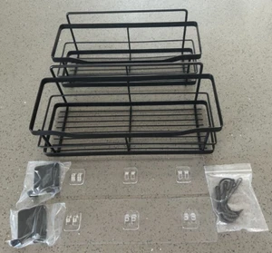 Shower Caddy Shelf, 2 Pack Adhesive Shower Organizer Rack Black 12x4.5x5 New - Picture 1 of 8