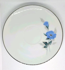 Sylvia Blue Flower Saucer with Platinum Edging, 6", Noritake 6603, Made in Japan - Picture 1 of 3