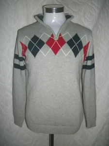 Tommy Hilfiger Argyle Youth Charcoal gray Sweater L 16/18 Cotton Long Sleeve EUC - Picture 1 of 4