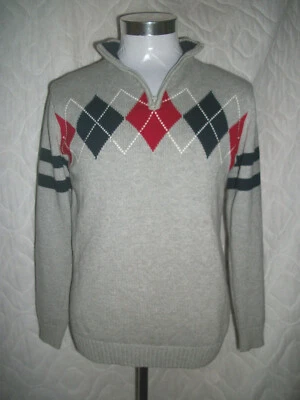 Tommy Hilfiger Argyle Youth Charcoal gray Sweater L 16/18 Cotton Long Sleeve EUC - Image 1 of 4