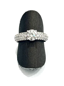 Anello Oro Bianco 18 Kt  750% Solitario con contorno laterale misura dito nr  14 - Imagen 1 de 4