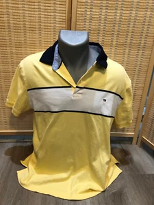 Polo uomo Tommy Hilfiger golf manica corta gialla e bianca grande L h388 - Foto 1 di 8